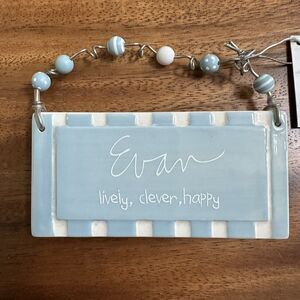 Department 56 Sandra Magsamen Boys Name Tag Ornament Decor Ceramic Plaque EVAN